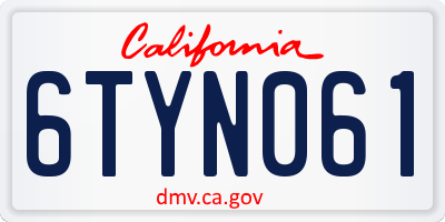 CA license plate 6TYN061