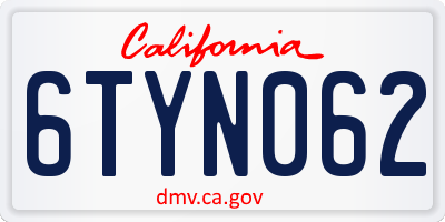 CA license plate 6TYN062