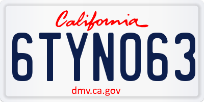 CA license plate 6TYN063