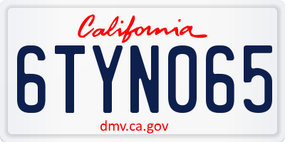 CA license plate 6TYN065