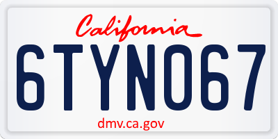 CA license plate 6TYN067