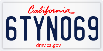 CA license plate 6TYN069