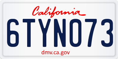 CA license plate 6TYN073