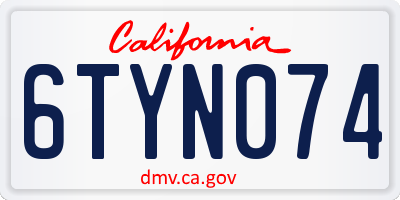 CA license plate 6TYN074