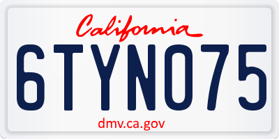 CA license plate 6TYN075