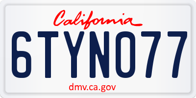 CA license plate 6TYN077