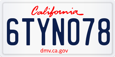 CA license plate 6TYN078