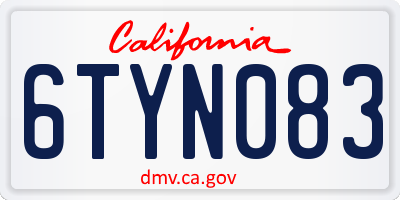 CA license plate 6TYN083