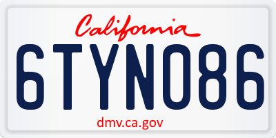 CA license plate 6TYN086