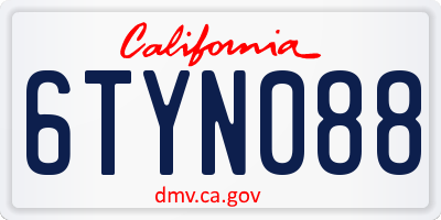 CA license plate 6TYN088
