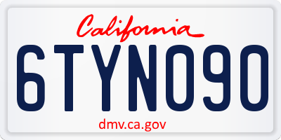 CA license plate 6TYN090