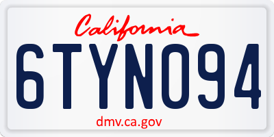 CA license plate 6TYN094