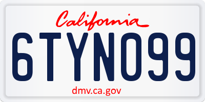 CA license plate 6TYN099