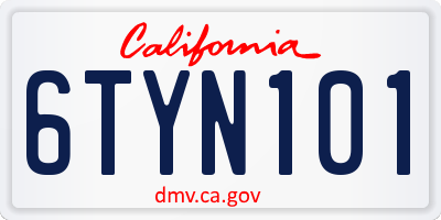 CA license plate 6TYN101