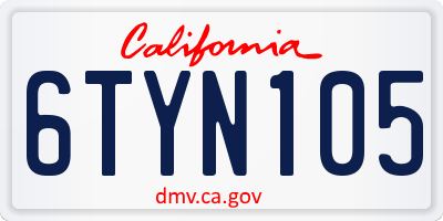 CA license plate 6TYN105