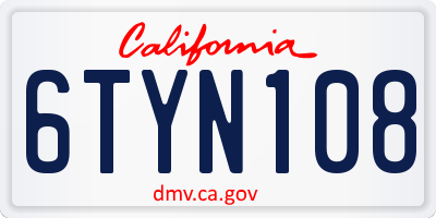 CA license plate 6TYN108