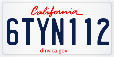 CA license plate 6TYN112
