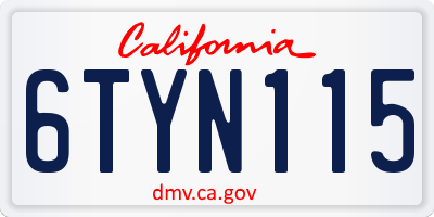 CA license plate 6TYN115