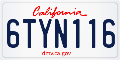 CA license plate 6TYN116