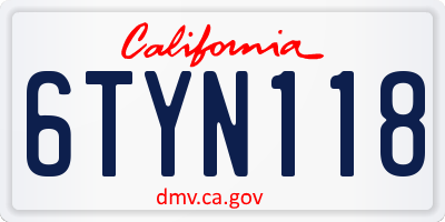 CA license plate 6TYN118