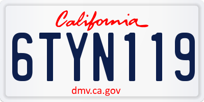 CA license plate 6TYN119