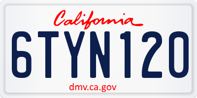CA license plate 6TYN120