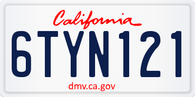 CA license plate 6TYN121
