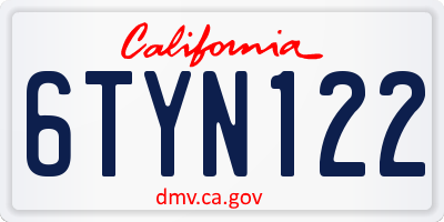 CA license plate 6TYN122