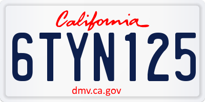 CA license plate 6TYN125