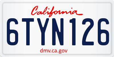 CA license plate 6TYN126