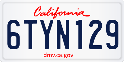 CA license plate 6TYN129