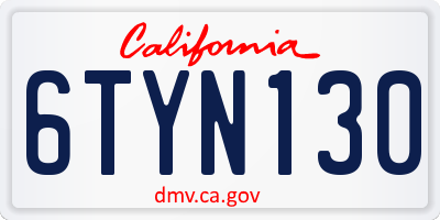 CA license plate 6TYN130