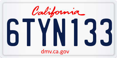 CA license plate 6TYN133