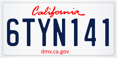 CA license plate 6TYN141