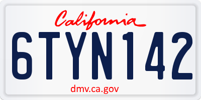 CA license plate 6TYN142