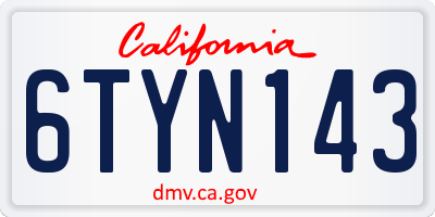 CA license plate 6TYN143