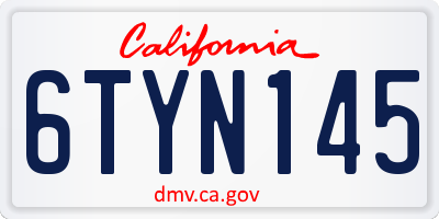 CA license plate 6TYN145