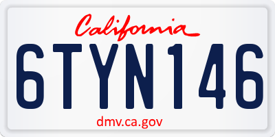 CA license plate 6TYN146