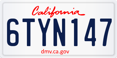 CA license plate 6TYN147