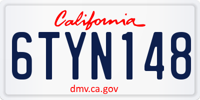 CA license plate 6TYN148