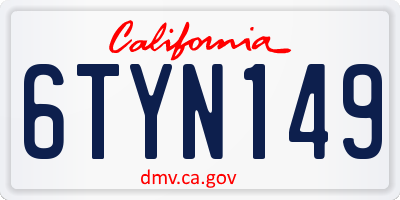 CA license plate 6TYN149