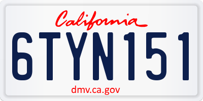 CA license plate 6TYN151