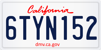 CA license plate 6TYN152