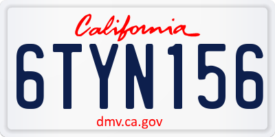 CA license plate 6TYN156