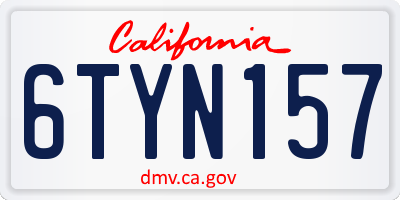 CA license plate 6TYN157