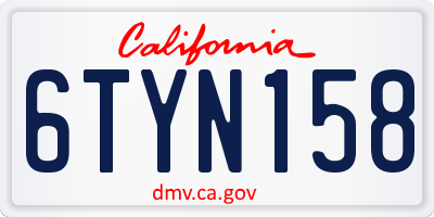 CA license plate 6TYN158