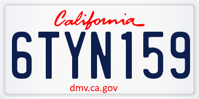 CA license plate 6TYN159