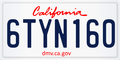 CA license plate 6TYN160