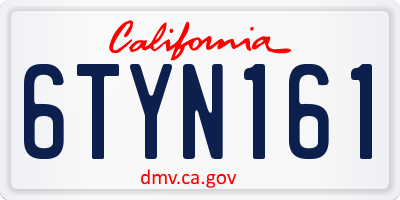 CA license plate 6TYN161