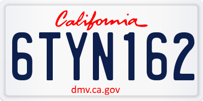 CA license plate 6TYN162